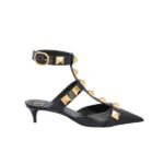 Valentino Garavani Roman Stud Kitten Heel Pumps Black