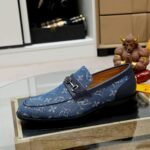 Louis Vuitton Souliers Club Loafers Blue Monogram Denim - Image 6