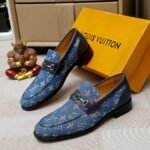 Louis Vuitton Souliers Club Loafers Blue Monogram Denim - Image 8