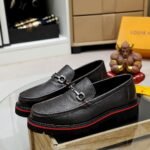 Louis Vuitton Souliers Club Loafers Black Red - Image 9