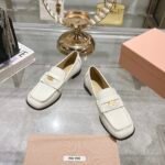 Miumiu Leather Loafers White - Image 3