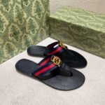 Gucci Double G Thong Leather Navy Blue 0B7N0 7100 - Image 3