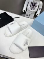 Prada Soft Padded Nappa Leather Slides White 1Xx6482Dl8F0009F020 - Image 4