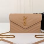 Saint Laurent Cassandre Envelope Chain Wallet Dark Beige 20cm - Image 2
