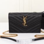 Saint Laurent Cassandre Envelope Chain Wallet Black 20cm - Image 2