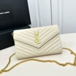 Saint Laurent Cassandre Envelope Chain Wallet White 24cm 377828BOW019207 - Image 2