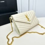 Saint Laurent Cassandre Envelope Chain Wallet White 24cm 377828BOW019207 - Image 3