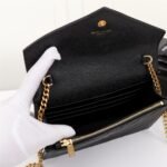 Saint Laurent Cassandre Envelope Chain Wallet Black 20cm - Image 3