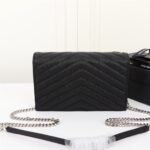 Saint Laurent Cassandre Envelope Chain Wallet Black Silver 20Cm - Image 3