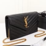 Saint Laurent Cassandre Envelope Chain Wallet Black 20cm - Image 4