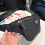 Prada Re Nylon And Saffiano Leather Belt Bag Black 31cm - Image 4