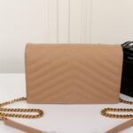 Saint Laurent Cassandre Envelope Chain Wallet Dark Beige 20cm - Image 5