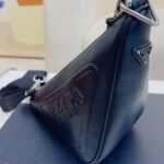 Prada Triangle Leather Shoulder Bag Black 27cm - Image 5