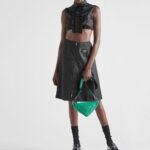 Prada Triangle Leather Shoulder Bag Green 27cm - Image 5