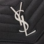 Saint Laurent Cassandre Envelope Chain Wallet Black Silver 20Cm - Image 6