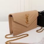 Saint Laurent Cassandre Envelope Chain Wallet Dark Beige 20cm - Image 6