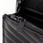 Saint Laurent Cassandre Envelope Chain Wallet Black Metal 20Cm - Image 6