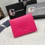 Prada Saffiano Monochrome Flap Small Wallet Full Dark Pink 10Cm 1Mv204 Qwa F0002 - Image 10