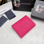 Prada Saffiano Monochrome Flap Small Wallet Full Dark Pink 10Cm 1Mv204 Qwa F0002 - Image 2