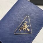 Prada Small Saffiano Lux Leather Flap Continental Triangle Navy Blue Wallet 10Cm - Image 3