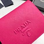 Prada Saffiano Monochrome Flap Small Wallet Full Dark Pink 10Cm 1Mv204 Qwa F0002 - Image 3