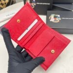 Prada Small Saffiano Lux Leather Flap Continental Triangle Red Wallet 10Cm - Image 6
