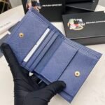 Prada Small Saffiano Lux Leather Flap Continental Triangle Navy Blue Wallet 10Cm - Image 6