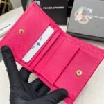 Prada Saffiano Monochrome Flap Small Wallet Full Dark Pink 10Cm 1Mv204 Qwa F0002 - Image 6