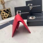 Prada Small Saffiano Lux Leather Flap Continental Triangle Red Wallet 10Cm - Image 7