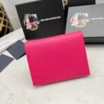 Prada Saffiano Monochrome Flap Small Wallet Full Dark Pink 10Cm 1Mv204 Qwa F0002 - Image 8