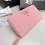 Prada Large Saffiano Triangle Zip Around Long Wallet Light Pink 19Cm 1Ml506 Qhh F0002 - Image 8