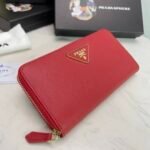 Prada Large Saffiano Triangle Zip Around Long Wallet Red 19Cm 1Ml506 Qhh F068Z - Image 9