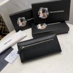 Prada Saffiano Leather Flap Long Wallet Black And Gold 19Cm 1Mh132 Zlp F061H - Image 3