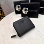Prada Saffiano Leather Coin Purse Full Black Wallet 10Cm 1Mm268 Qwa F0016 - Image 9