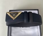 Prada Logo Plaque Belt Gold Hardware In Black - Image 2
