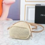 Prada Crochet And Leather Bucket Bag Natural 24Cm 1Be068 2M2T F0018 V Ouo - Image 7