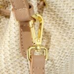 Prada Crochet And Leather Bucket Bag Natural 24Cm 1Be068 2M2T F0018 V Ouo - Image 5