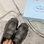 Prada Monolith Brushed Leather Loafers In Black 2DE129B4LF0002 - Image 5