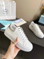 Prada Sneaker In White Leather With Silver Logo - Image 4