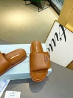 Prada Soft Padded Nappa Leather Slides Brown - Image 7