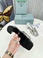 Prada Studded Metallic Leather Mules Silver - Image 10