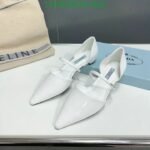 Prada Leather Ballet Flats White - Image 4