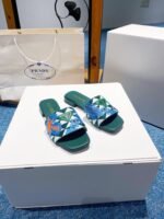 Prada Jacquard Logo Slides Green - Image 2