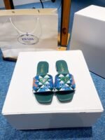 Prada Jacquard Logo Slides Green - Image 5