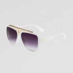 Louis Vuitton White With Gold Metal Sunglasses