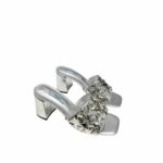 Prada Studded Metallic Leather Mules Silver