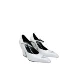 Prada Modellerie Leather Mary Jane Pumps In Nero White
