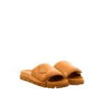 Prada Soft Padded Nappa Leather Slides Brown
