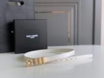 Saint Laurent Black 3 Passants Belt White And Gold 3146292551 - Image 6