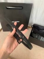 Saint Laurent Cassandre Thin Belt With Square Buckle In Shiny Box Saint Laurent Leather 554465Boo0U1000 - Image 3